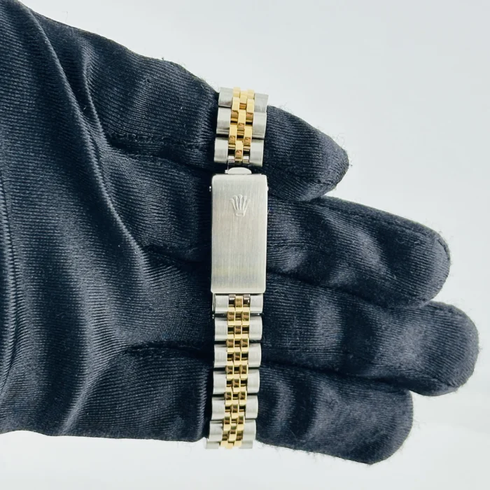 Rolex Datejust Lady Black Tapestry Dial on D-Link Jubilee Bracelet Ref. 69173 with Papers 1994 - Image 4