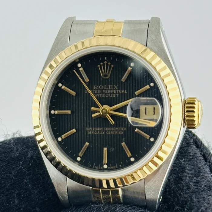 Rolex Datejust Lady Black Tapestry Dial on D-Link Jubilee Bracelet Ref. 69173 with Papers 1994 - Image 2