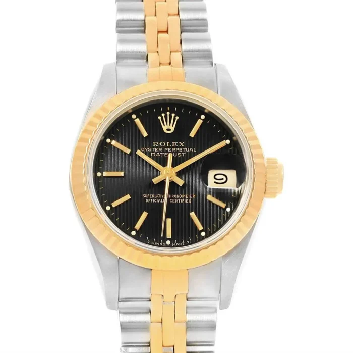 Rolex Datejust Lady Black Tapestry Dial on D-Link Jubilee Bracelet Ref. 69173 with Papers 1994 - Image 1