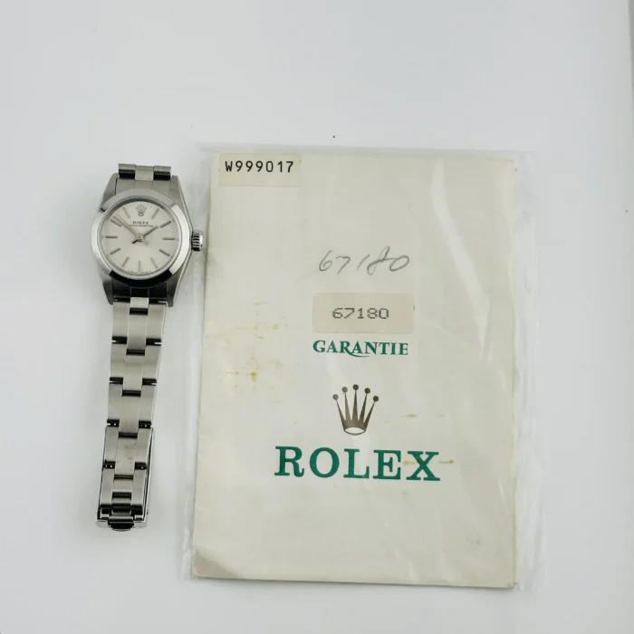 Rolex Oyster Perpetual Silver Dial on Oyster Bracelet Ref. 67180 with Papers 1996 - Image 7