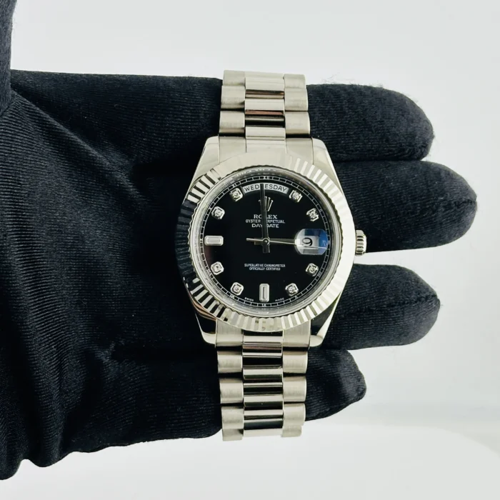 Rolex Day-Date Black Diamond Dial on President Ref. 218239 with Card (Old Green) 2010 - Image 2