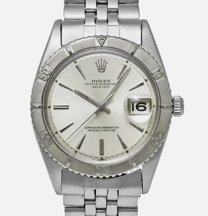 20944454_fcfetw0kf1gwozyqi3vnrpqqee09.webp Rolex Datejust Thunderbird Silver Stick Dial on Folded Jubilee Bracelet Ref. 1625 - Image 1