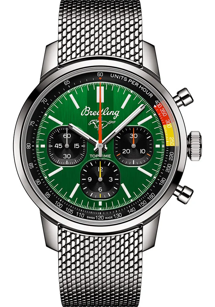 20944455_vjc3n76lgl6n9i2ej3gpvrrjf0ki.webp Breitling Top Time B01 B&P Green Dial on Bracelet Ref. AB01762A1L1A1 with Card 2025 - Image 1