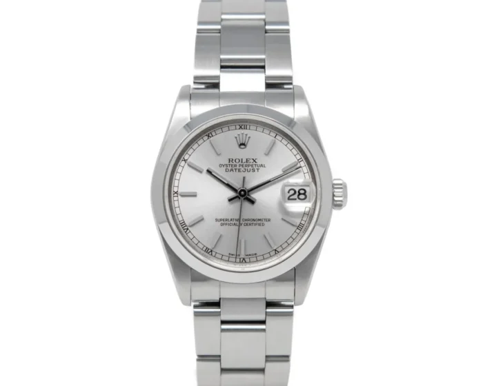 20944496_3cebeo6gwu1ntj22ucasaoii77a4.webp Rolex Datejust Silver Dial on Oyster Bracelet Ref. 78240 with Papers 2001 - Image 1