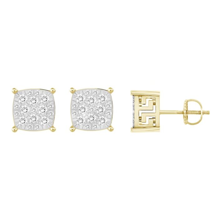 LADIES STUD EARRINGS 0.25CT ROUND DIAMOND 10K YELLOW GOLD - Image 1