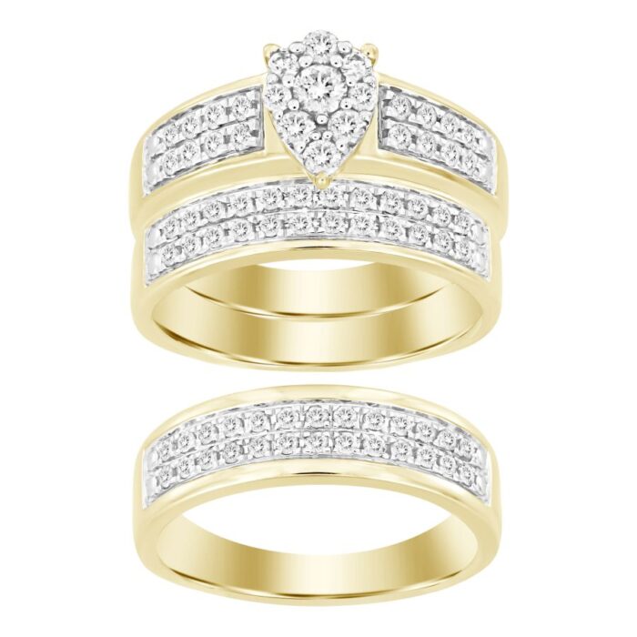 20946706_237861Y-33666.jpg UNISEX TRIOS SET 1.00CT ROUND DIAMOND 10K YELLOW GOLD - Image 1