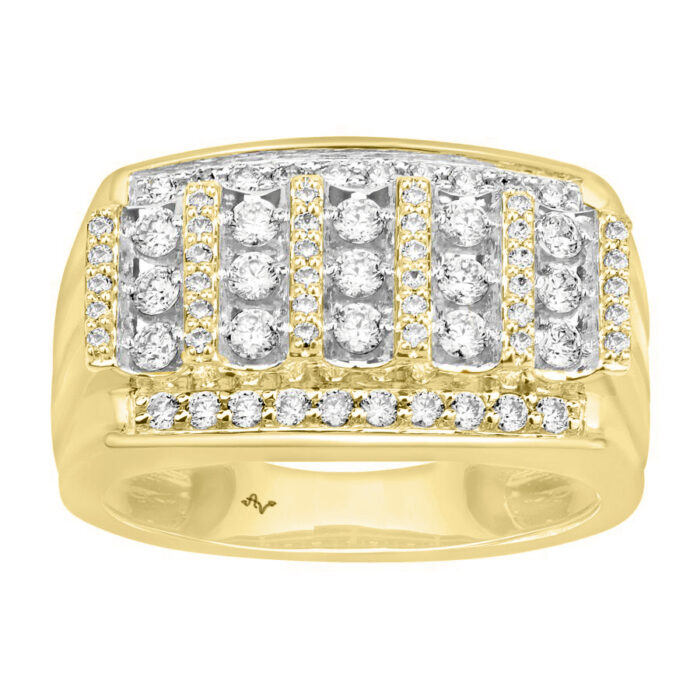 MEN'S BAND 1.00CT ROUND DIAMOND 10K YELLOW GOLD - Image 1