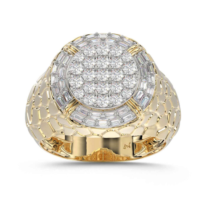 20946790_268131Y-42393.jpg MEN'S RING 1.00CT ROUND/BAGUETTE DIAMOND 10K YELLOW GOLD - Image 1
