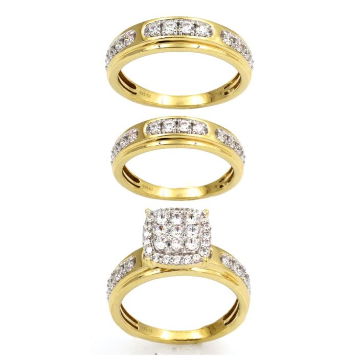TRIOS SET 1.50CT ROUND DIAMOND 10K YELLOW GOLD - Image 1