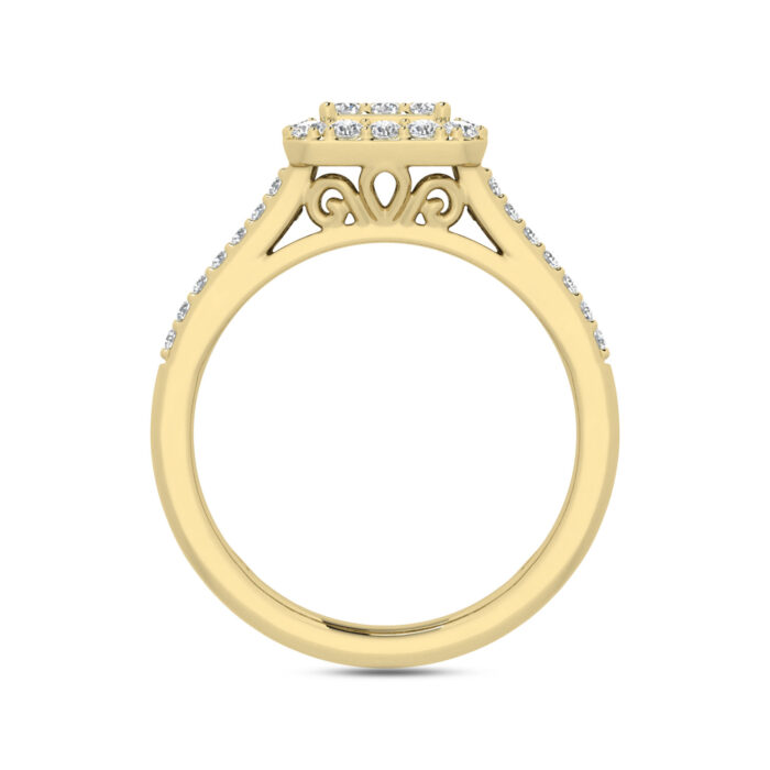LADIES RING 1.00CT ROUND/BAGUETTE DIAMOND 10K YELLOW GOLD - Image 2
