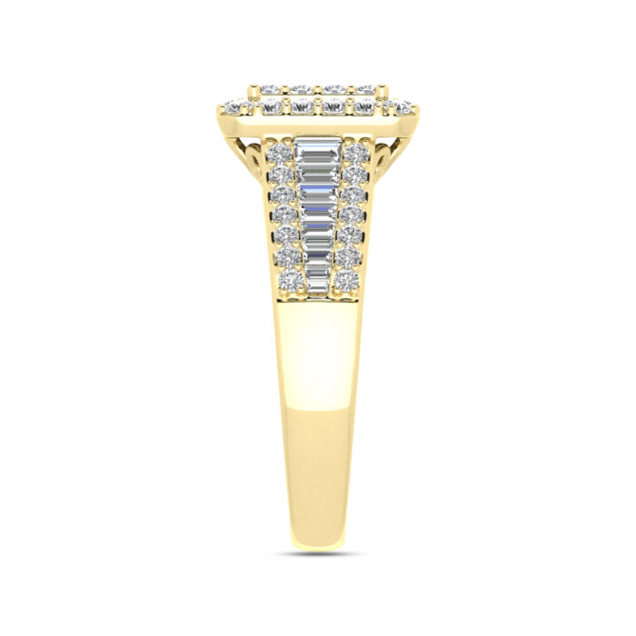 LADIES RING 1.00CT ROUND/BAGUETTE DIAMOND 10K YELLOW GOLD - Image 3