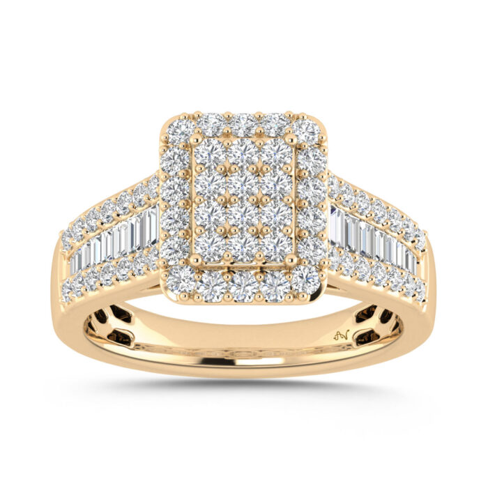 20946909_348243Y-4945959.jpg LADIES RING 1.00CT ROUND/BAGUETTE DIAMOND 10K YELLOW GOLD - Image 1