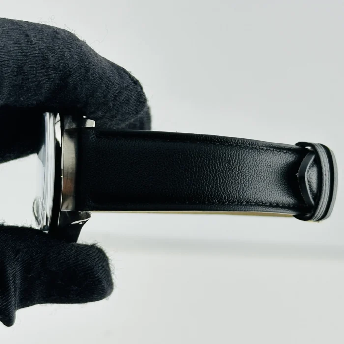 Rolex Oysterdate Precision Silver / Gold Stick Dial on Generic Black Leather Strap Ref. 6694 - Image 4