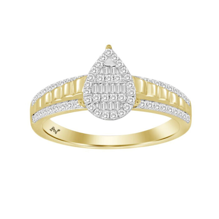 20947834_300267Y-32274.jpg LADIES RING 0.25CT ROUND/BAGUETTE DIAMOND 10K YELLOW GOLD - Image 1