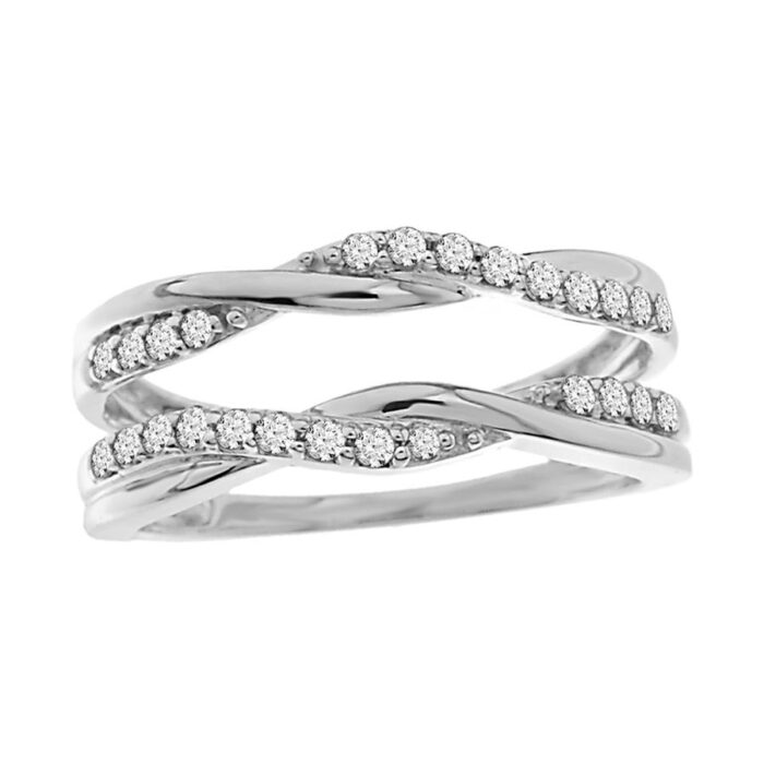 LADIES WRAP 0.25CT ROUND DIAMOND 14K WHITE GOLD - Image 1