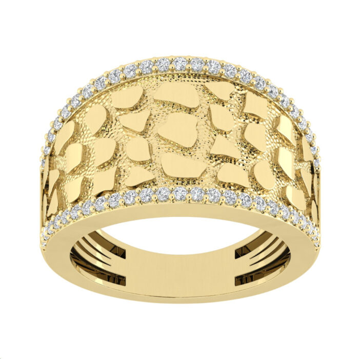 20947937_358610Y-5026281.jpg Men�S 10K Yellow Gold Diamond Nugget Ring 0.50Ct Round Diamond,Stylish Men�S Wedding & Fashion Ring - Image 1