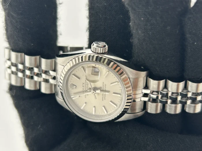 Rolex Datejust Lady Silver Stick Dial on Jubilee D-Link Bracelet Ref. 69174 with Papers 1992 - Image 3