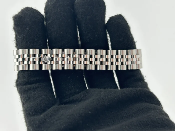 Rolex Datejust Lady Black Stick Dial on Jubilee D-Link Bracelet Ref. 179174 with Card (Old Green) 2010 - Image 4