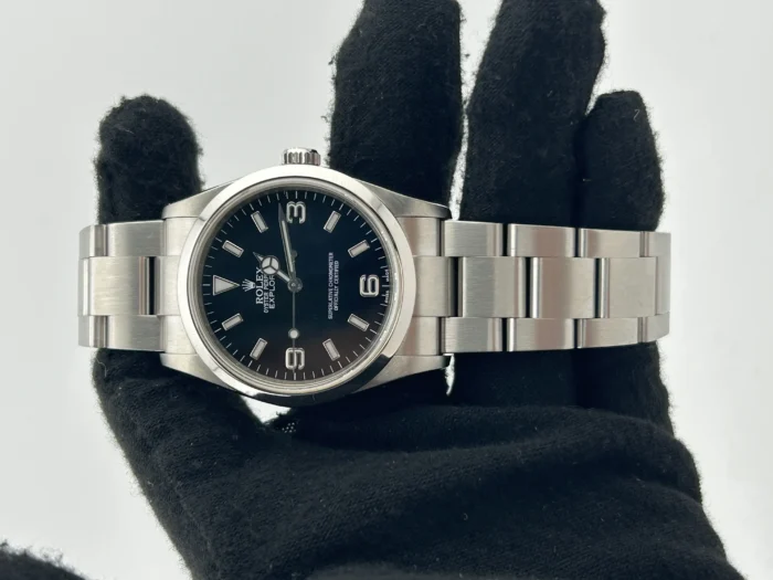 Rolex Explorer I Black Dial on Oyster Steel Bracelet Ref. 114270 with Card (Old Green) 2008 - Image 2