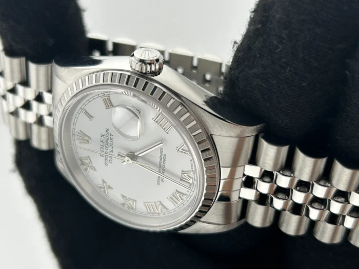 Rolex Datejust 36 White Roman Numerals Dial on Jubilee D-Link Bracelet Ref. 16220 - Image 3