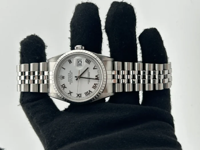 Rolex Datejust 36 White Roman Numerals Dial on Jubilee D-Link Bracelet Ref. 16220 - Image 2