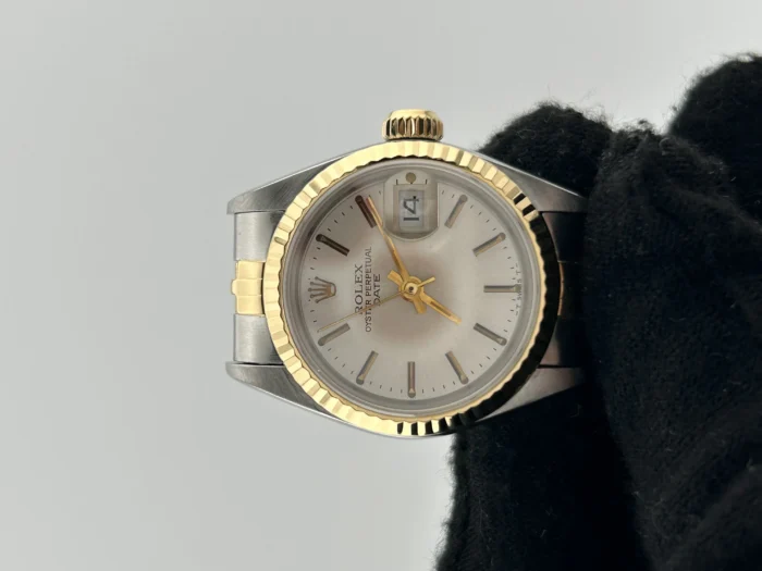 Rolex Date Silver/Gold Stick Dial on 2-Tone Jubilee D-Link Bracelet Ref. 69173 - Image 3