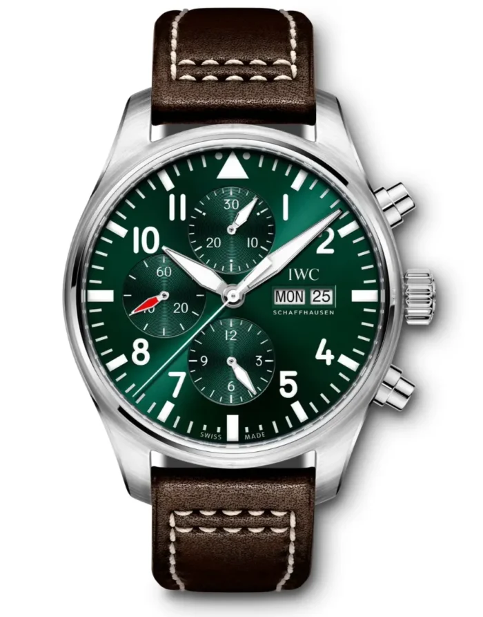 20948758_mkft59f94n1hw3uy2yx4l5oco4zl.webp IWC Pilot's Watch Chronograph Edition Racing Green Dial on Leather Ref. IW377726 with Card 2019 - Image 1