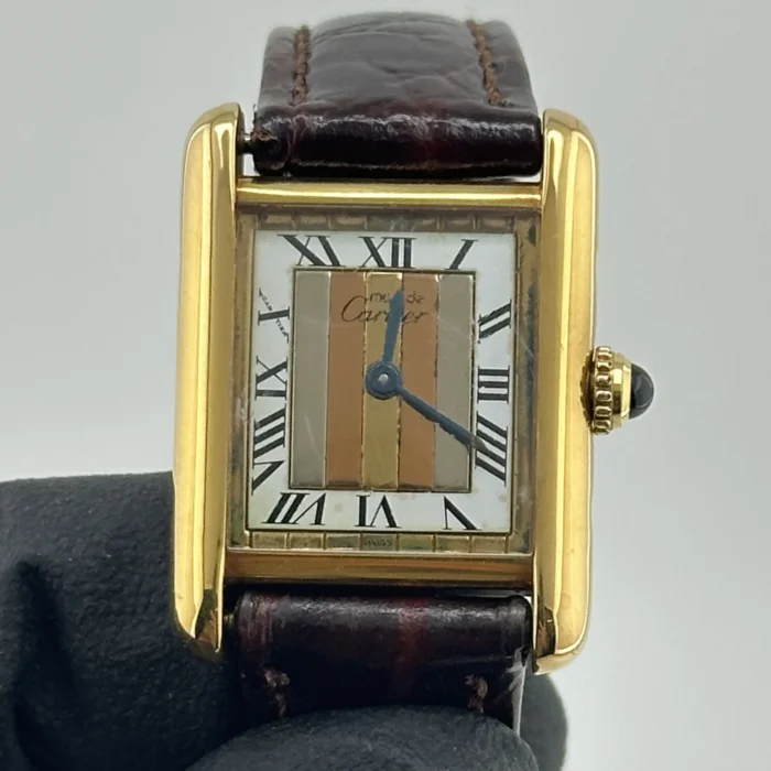 Cartier Tank Must Vermeil Trinity Dial on Generic Leather Band Ref. 18695 - Image 3