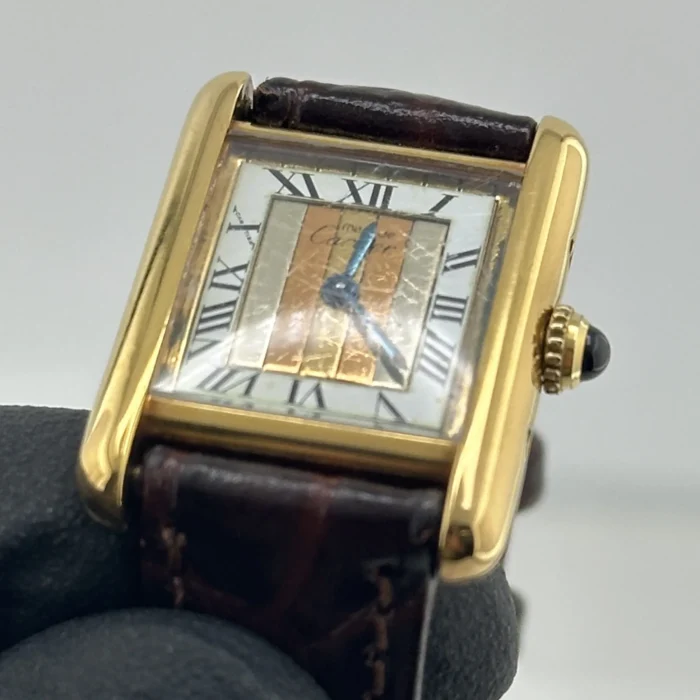 Cartier Tank Must Vermeil Trinity Dial on Generic Leather Band Ref. 18695 - Image 4