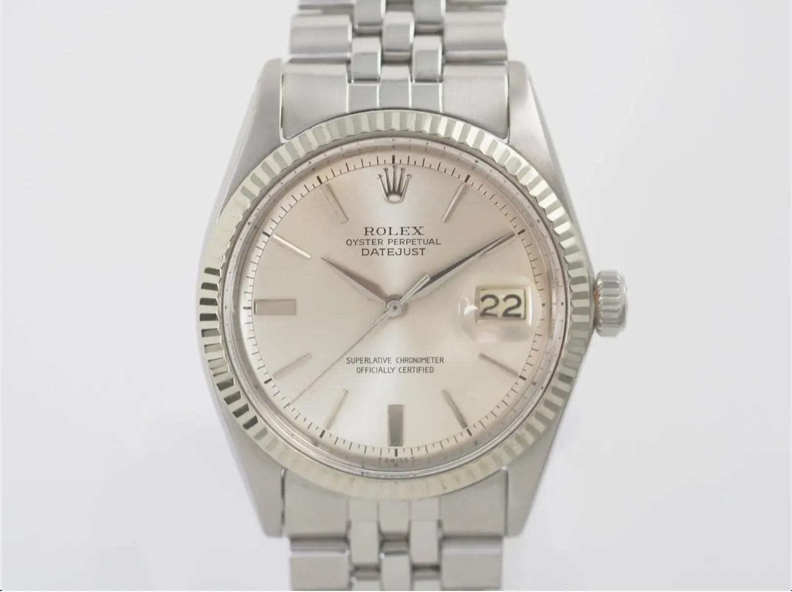 20948959_vfdbsd36oewteid1dql53xath3s4.webp Rolex Datejust Silver Stick Dial on Jubilee D-Link Bracelet Ref. 1601 - Image 1