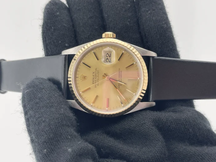 Rolex Datejust 36 Champagne stick Dial on Generic Leather Strap Ref. 16233 - Image 1