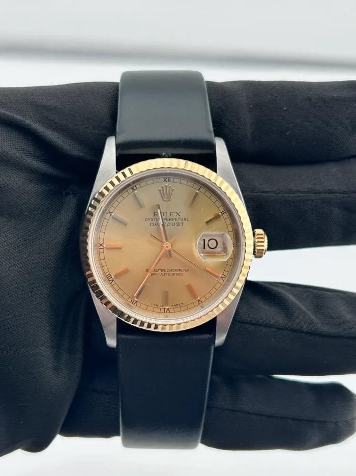 Rolex Datejust 36 Champagne Stick Dial on Generic Leather Ref. 16233 - Image 1