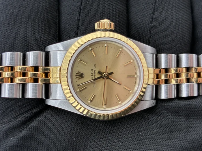 Rolex Oyster Perpetual Champagne stick Dial on Jubilee Ref. 67193 - Image 2
