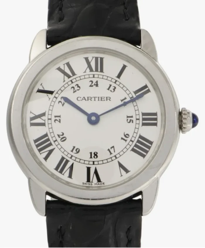 Cartier Ronde Solo de Cartier White Roman Numerals Dial on Black Leather Strap Ref. W6700155 with Papers 2017 - Image 1