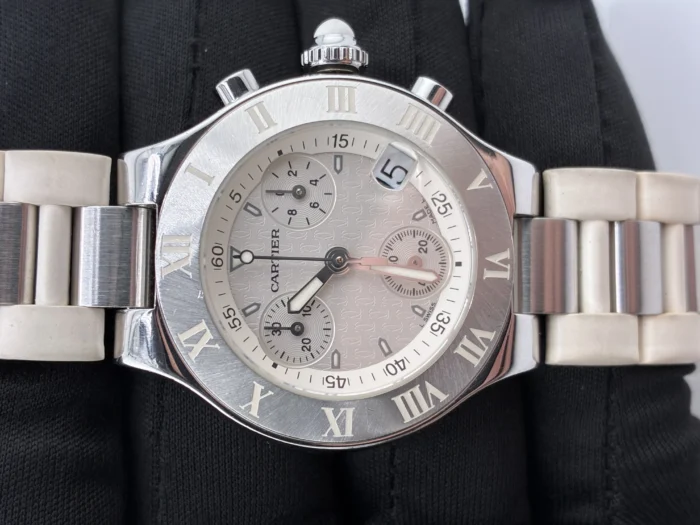 Cartier Chronoscaph 21 Silver Dial on Rubber Strap Ref. W10197U2 with Papers 2007 - Image 2