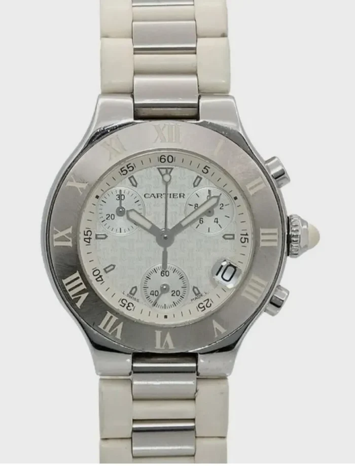 Cartier Chronoscaph 21 Silver Dial on Rubber Strap Ref. W10197U2 with Papers 2007 - Image 1