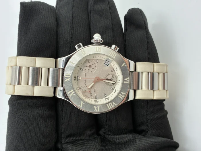 Cartier Chronoscaph 21 Silver Dial on Rubber Strap Ref. W10197U2 with Papers 2007 - Image 3