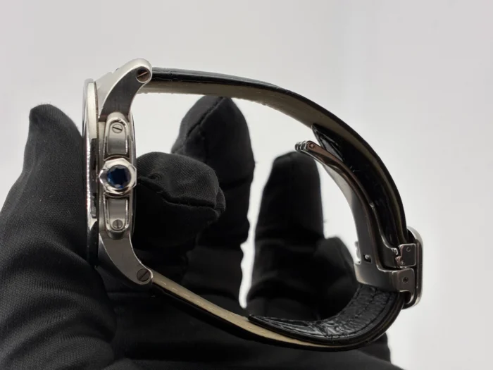 Cartier Calibre De Cartier Silver Dial on Black Leather Strap Ref. WSCA0003 - Image 6