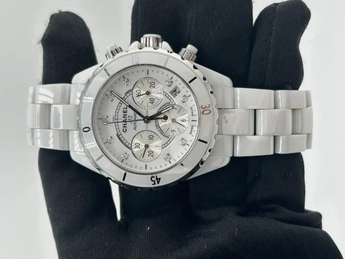 Chanel J12 Chronograph White Dial on Ceramic and Steel Bracelet Ref. H2009 - Image 2